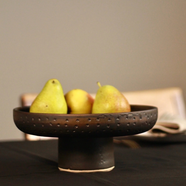 Ulkā - Wood Fired Pedestal Decor Bowl